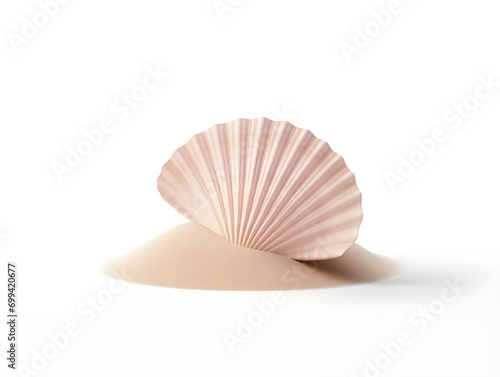 seashell with sand isolated on white background