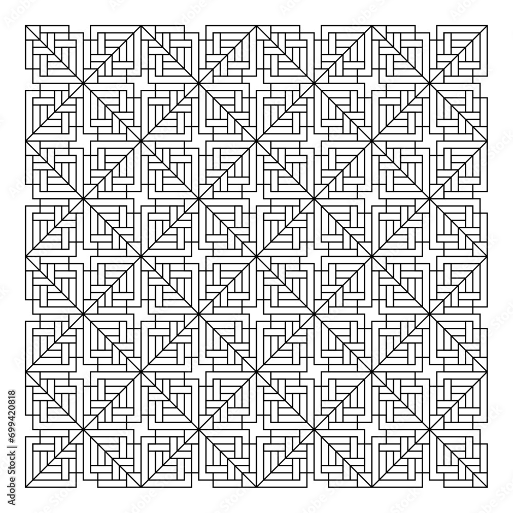Abstract Black and White Geometric Design with Flowing Hand-Drawn Lines