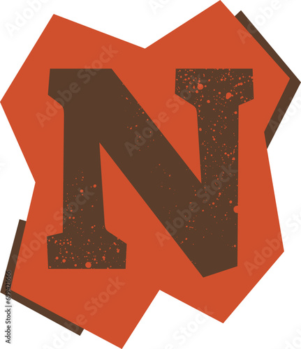 Retro Magazine Uppercase Letter N Cutout