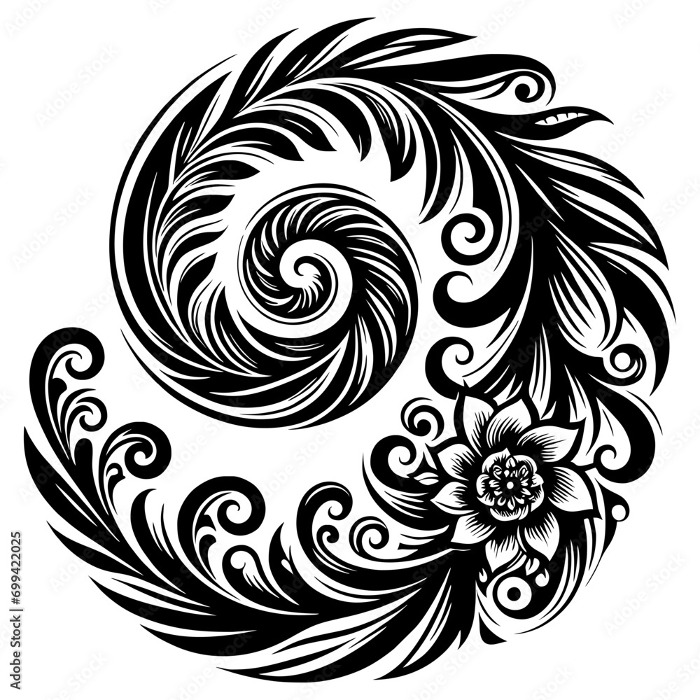 Black And White Floral Swirl Black And White Floral Swirl