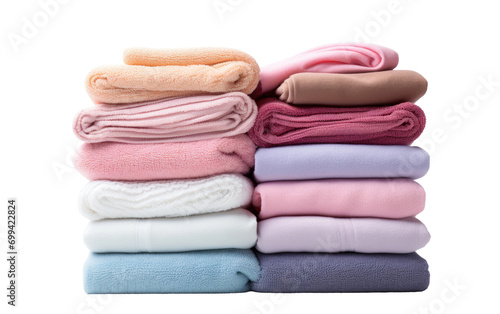 Stack of Soft Baby Towels with Various Calming Pastel Shades on White or PNG Transparent Background