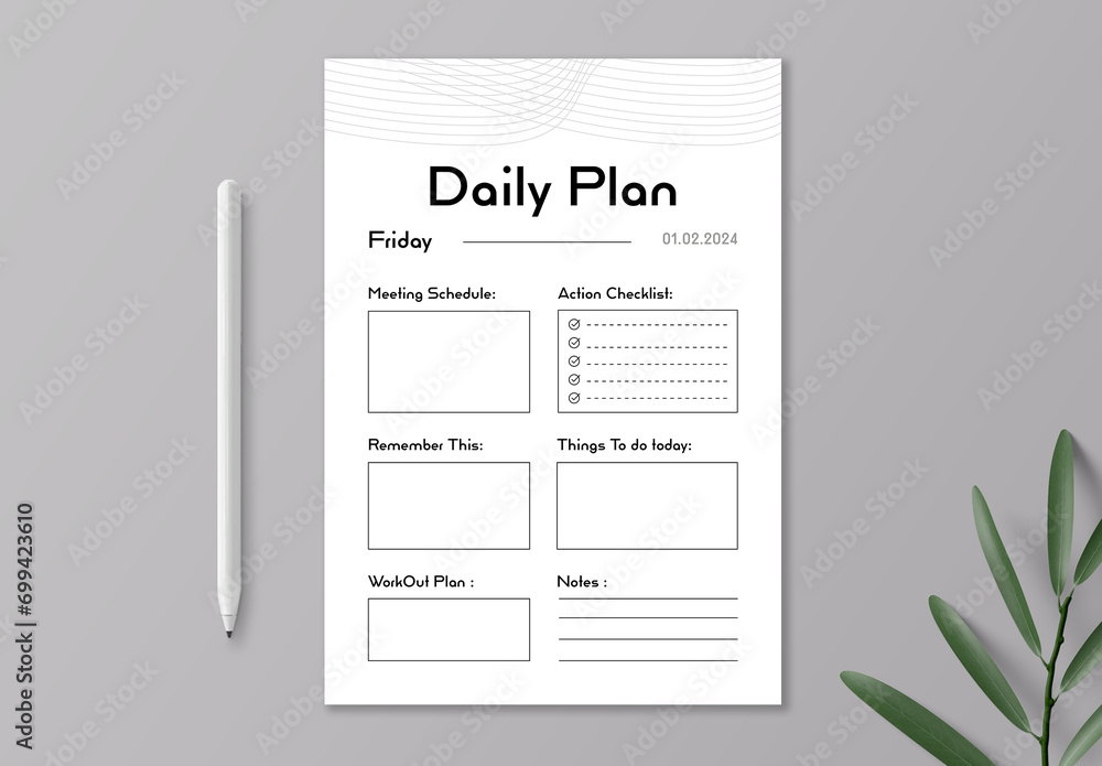 Daily Planner Layout Stock Template | Adobe Stock