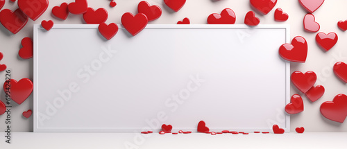 Heartfelt Message: Red Hearts Surrounding a Blank White Board  © LANGSSI