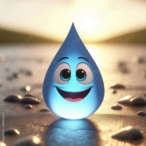 Cute and adorable water drop. Generative AI.