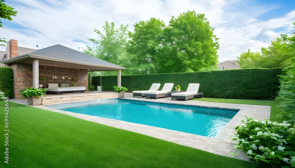 Fototapeta premium luxury home backyard swimming pool