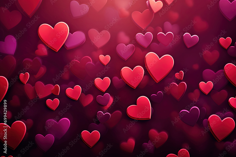 3D Heart Shape Love Illustration. Colorful Love Hearts Set for Valentine's Day Card, Background Wallpaper Design