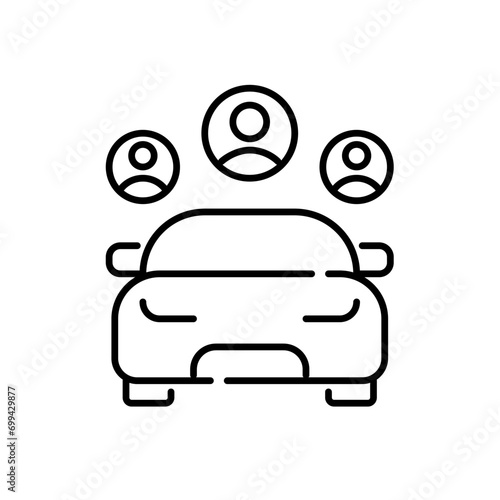 Car sharing service. Multiple customers. Pixel perfect icon