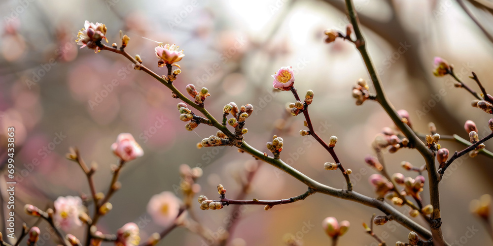 Spring Blooming Buds On Branches For Background Created Using Artificial Intelligence Spring Blooming Buds On Branches For Background Created Using Artificial Intelligence