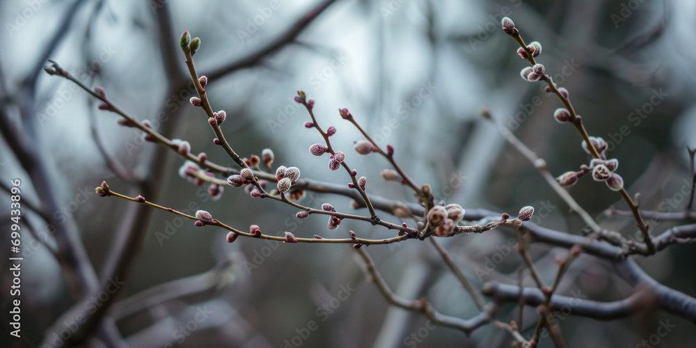 Spring Blooming Buds On Branches For Background Created Using Artificial Intelligence Spring Blooming Buds On Branches For Background Created Using Artificial Intelligence