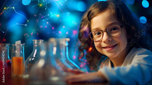 Young girl as a laboratory scientist