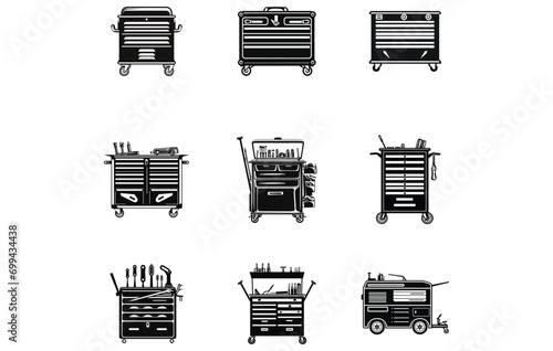 mobile tools cabinet silhouette, mobile tools cabinet vector