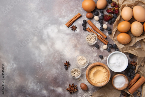 Baking Ingredients Assortment on Marble Background