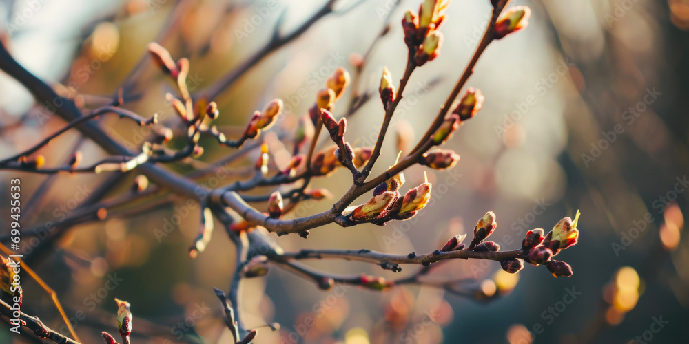 Spring Blooming Buds On Branches For Background Created Using Artificial Intelligence Spring Blooming Buds On Branches For Background Created Using Artificial Intelligence