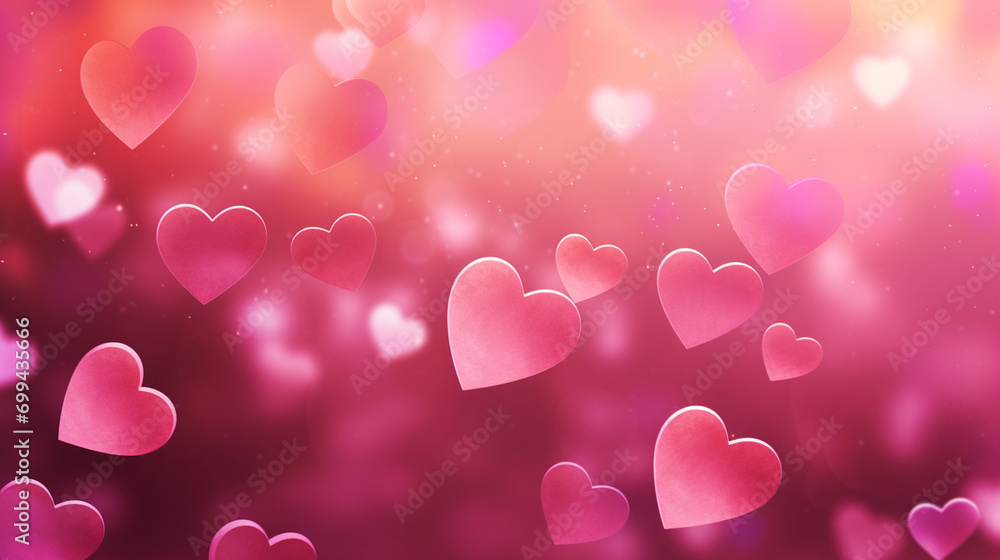 Beautiful red and pink card with hearts. Love concept, Valentine's Day greeting card. Selective focus. Generative AI,