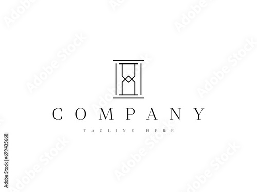 Minimalist hourglass line logo design