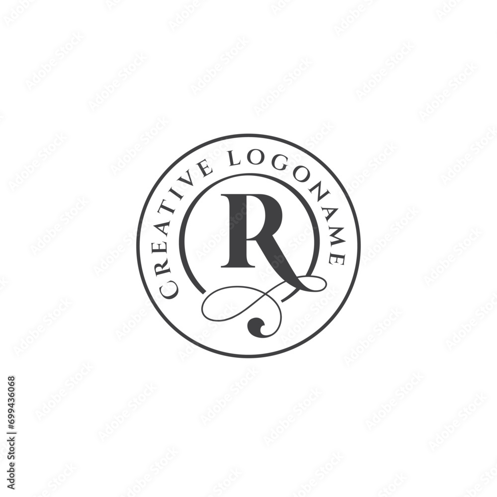 Round shape feminine infinity letter R logo Round shape feminine infinity letter R logo