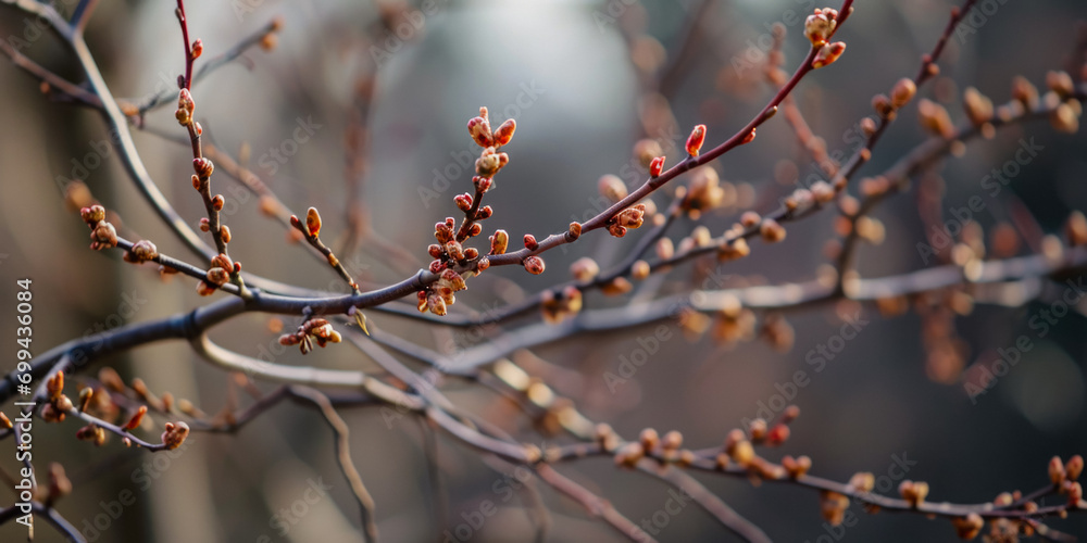 Spring Blooming Buds On Branches For Background Created Using Artificial Intelligence Spring Blooming Buds On Branches For Background Created Using Artificial Intelligence