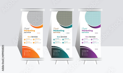 Business roll up banner design,Free vector abstract business rollup,