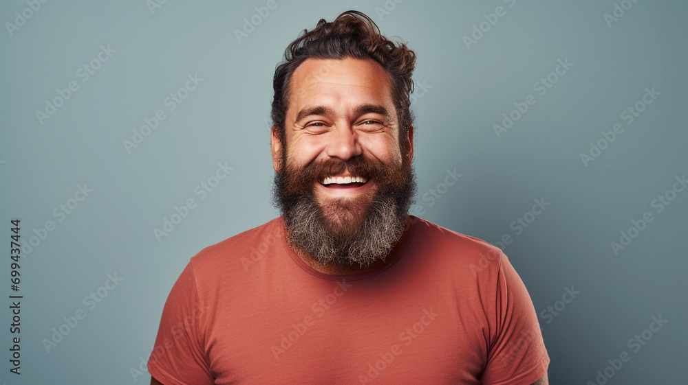 Obraz premium Happy smiling middle aged adult man on a solid background