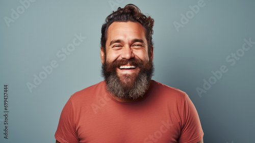 Happy smiling middle aged adult man on a solid background