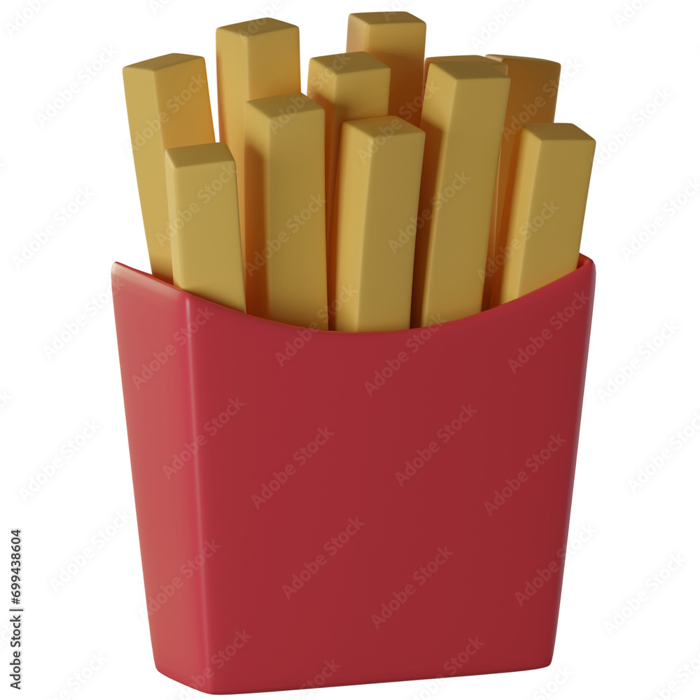 3d french fries cartoon icon illustration 3d french fries cartoon icon illustration
