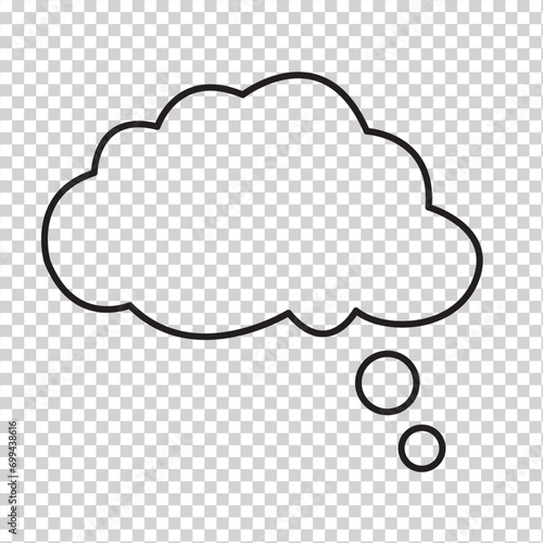 Think bubble isolated. Trendy think bubble in flat style. Modern template for social network and label. Creative thought balloon. Cloud line art, Dream  isolated cloud vector EPS 10.