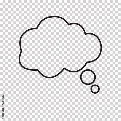 Think bubble isolated. Trendy think bubble in flat style. Modern template for social network and label. Creative thought balloon. Cloud line art, Dream  isolated cloud vector EPS 10.