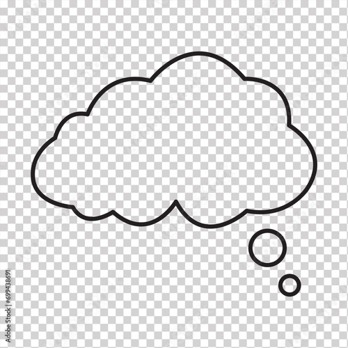 Think bubble isolated. Trendy think bubble in flat style. Modern template for social network and label. Creative thought balloon. Cloud line art, Dream  isolated cloud vector EPS 10.