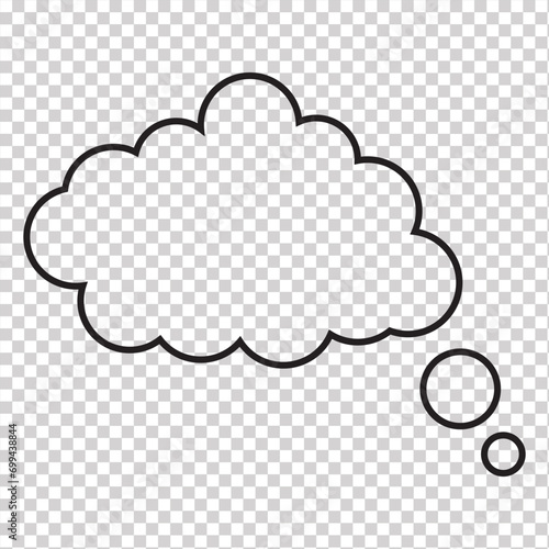 Think bubble isolated. Trendy think bubble in flat style. Modern template for social network and label. Creative thought balloon. Cloud line art, Dream  isolated cloud vector EPS 10.