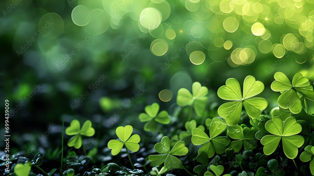 st patrick's day banner with four leaf clover background st patrick's day banner with four leaf clover background