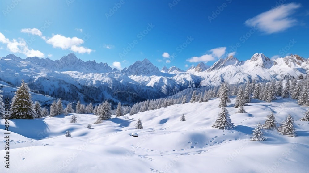A panoramic view of the snow-covered mountains in South Tyrol, Italy, displaying a variety of colors. superior quality image