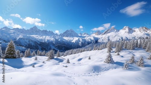 A panoramic view of the snow-covered mountains in South Tyrol, Italy, displaying a variety of colors. superior quality image