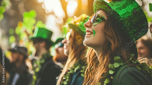 young people celebrating st patrick's day photo