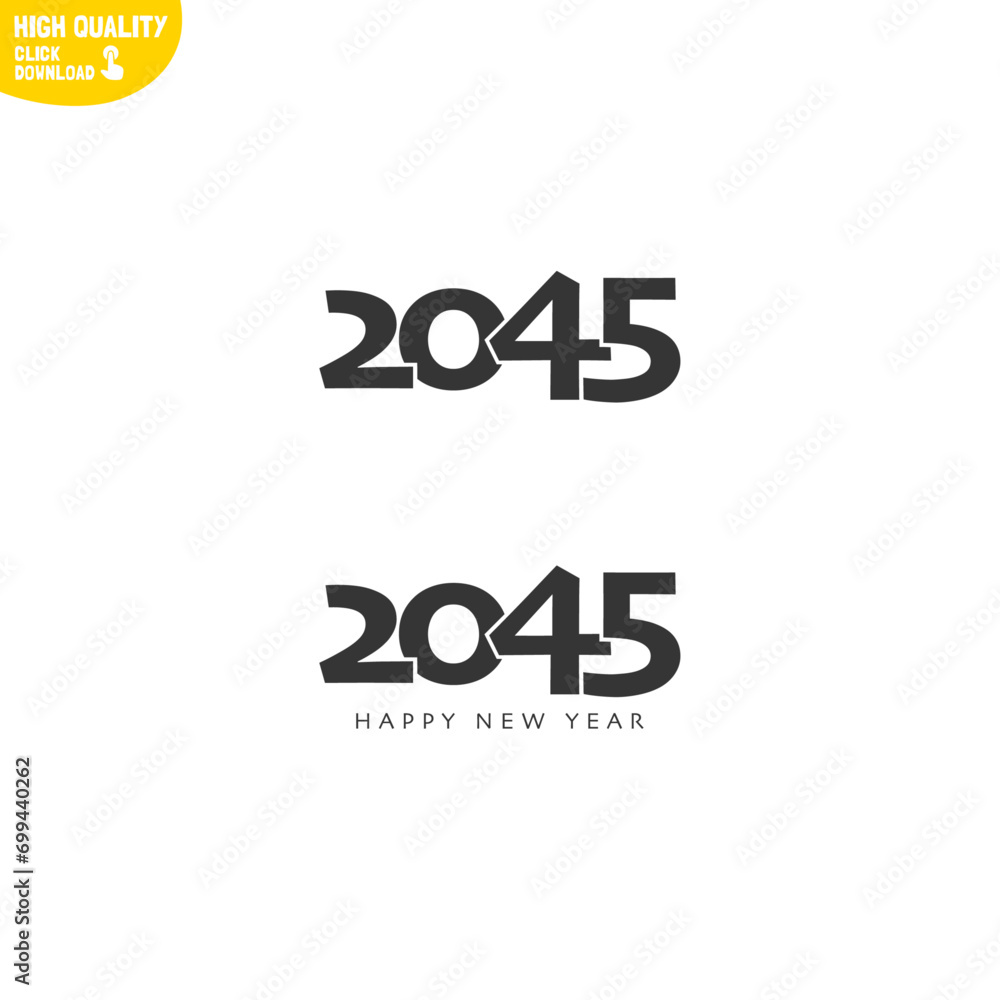 Fototapeta premium Creative Happy New Year 2045 Logo Design