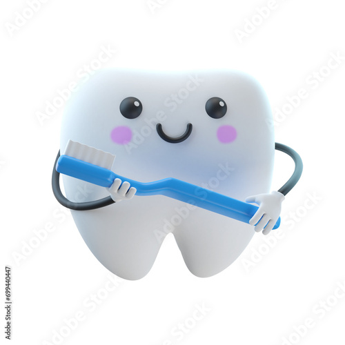 3d cute tooth cartoon character illustration