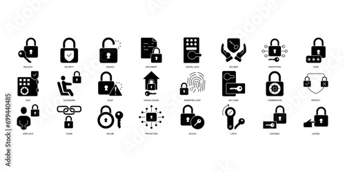 Lock icons set. Set of editable stroke icons.Vector set of Lock