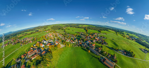 Panoramablick auf die Gemeinde Wildsteig an der Romantischen Straße in Oberbayern photo