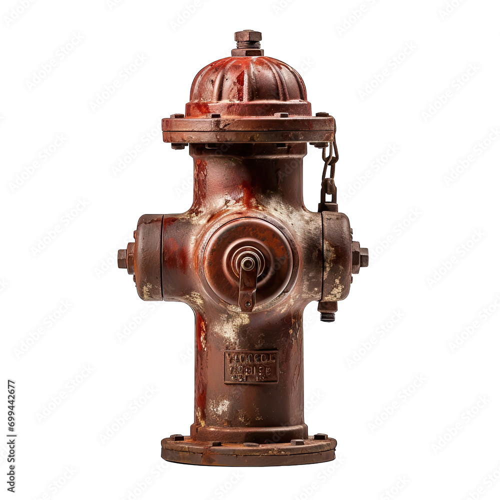 Old and rusty red fire hydrant isolated on a white background Old and rusty red fire hydrant isolated on a white background