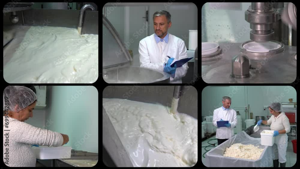 Dairy Factory Multiscreen Video.. Milk Pasteurization in Milk Factory