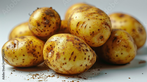 Raw potatoes isolated on white background