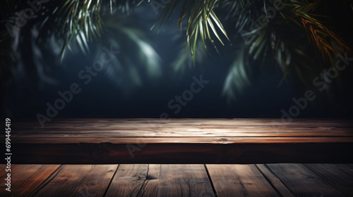 Wooden Table Dark Room Background Concept Background