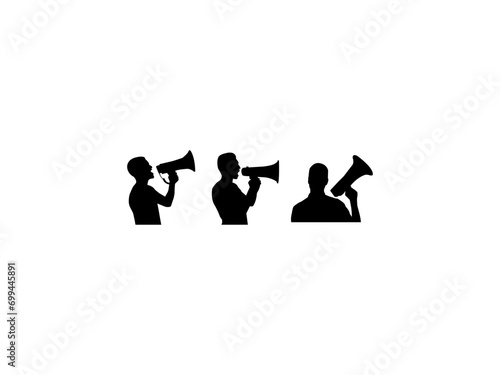 people using megaphone silhouette. megaphone icon. people using megaphone vector design and illustration.
