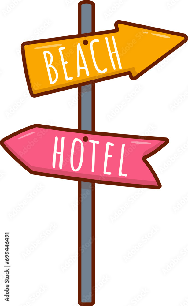 Sign Post Travel Element, Hotel and Beach Arrows Direction