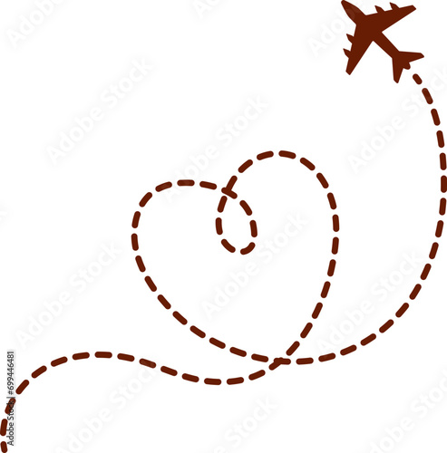 Travel Element, Plane Route on the Map, Romantic Traveling photo