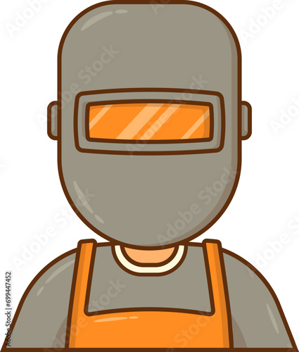 Welder Character with Construction Face Shield Protection photo