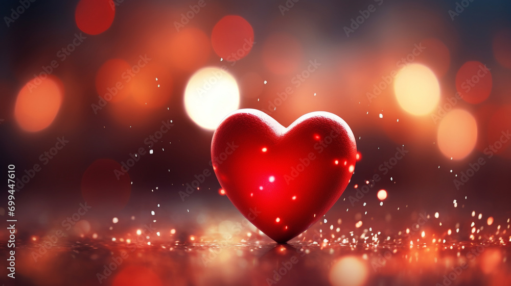The red Heart shapes on abstract light glitter background in love concept for valentines day. AI Generative