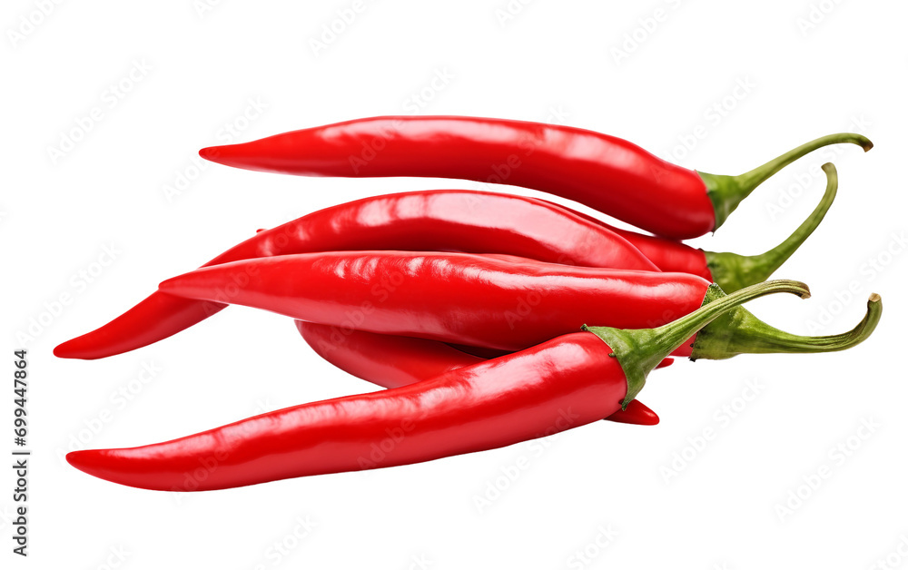 Fiery Red Delight A Close-Up of Zesty Chili Peppers Isolated on Transparent Background PNG.