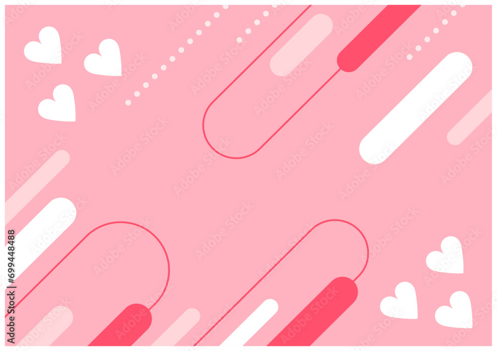 メンフィス幾何学ラインのハートがあるバレンタイン背景素材薄ピンク色