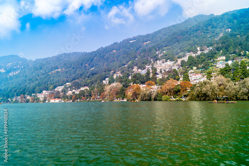 Nainital Lake and the Nainital City from the waters 