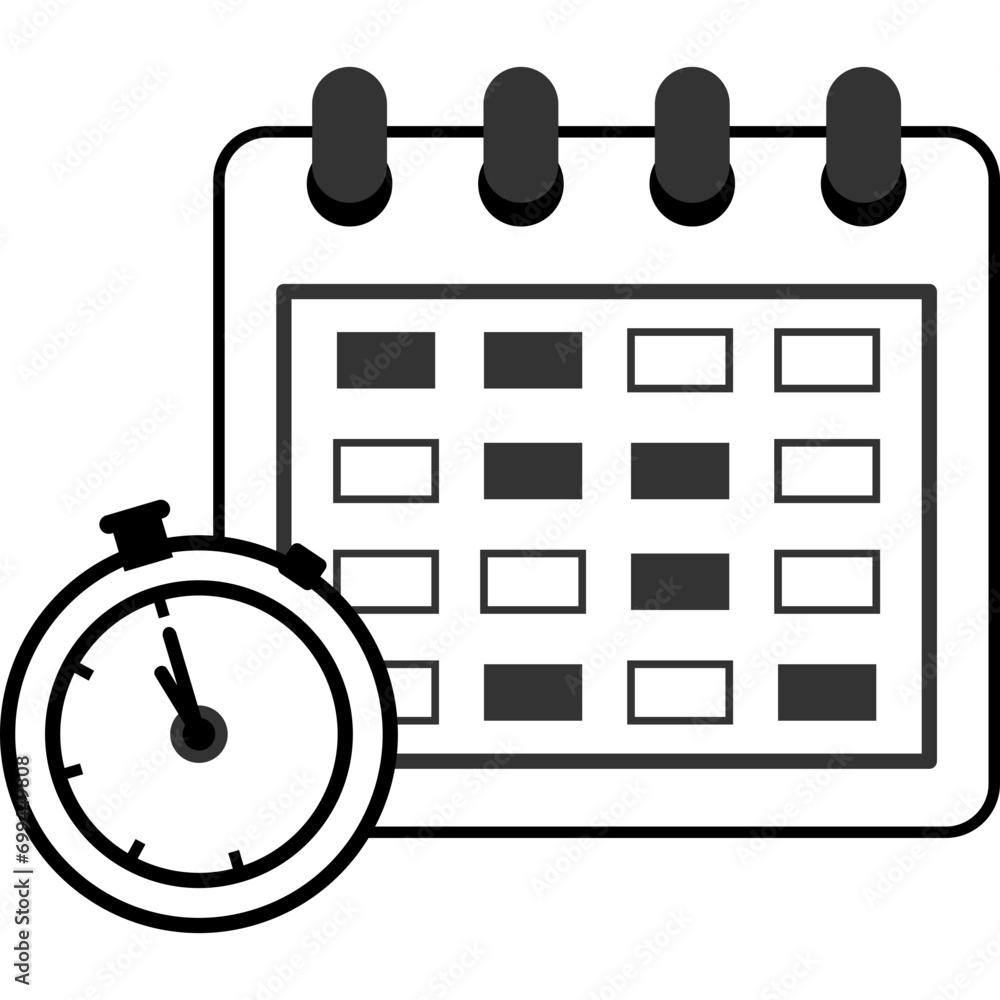 Calender With Clock Icon Calender With Clock Icon
